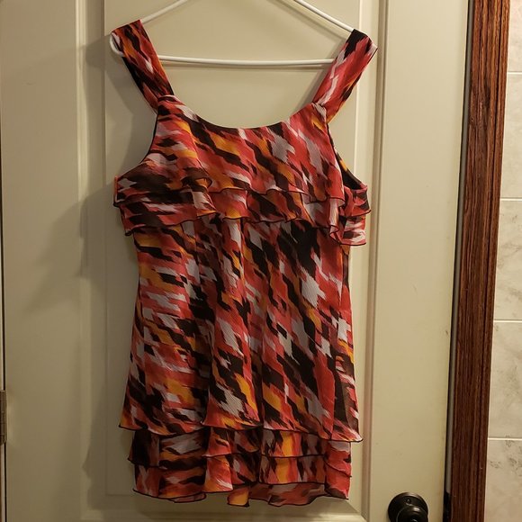 Women's Top Lane Bryant 14/16 Multicolor Sleeveless Frilly Layers - Picture 6 of 6